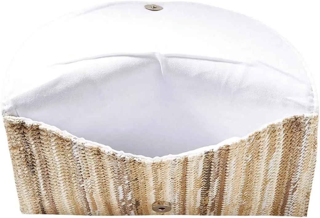 Verdusa Women's Woven Clutch Bag Flap Square Straw Handbags Evening Purses