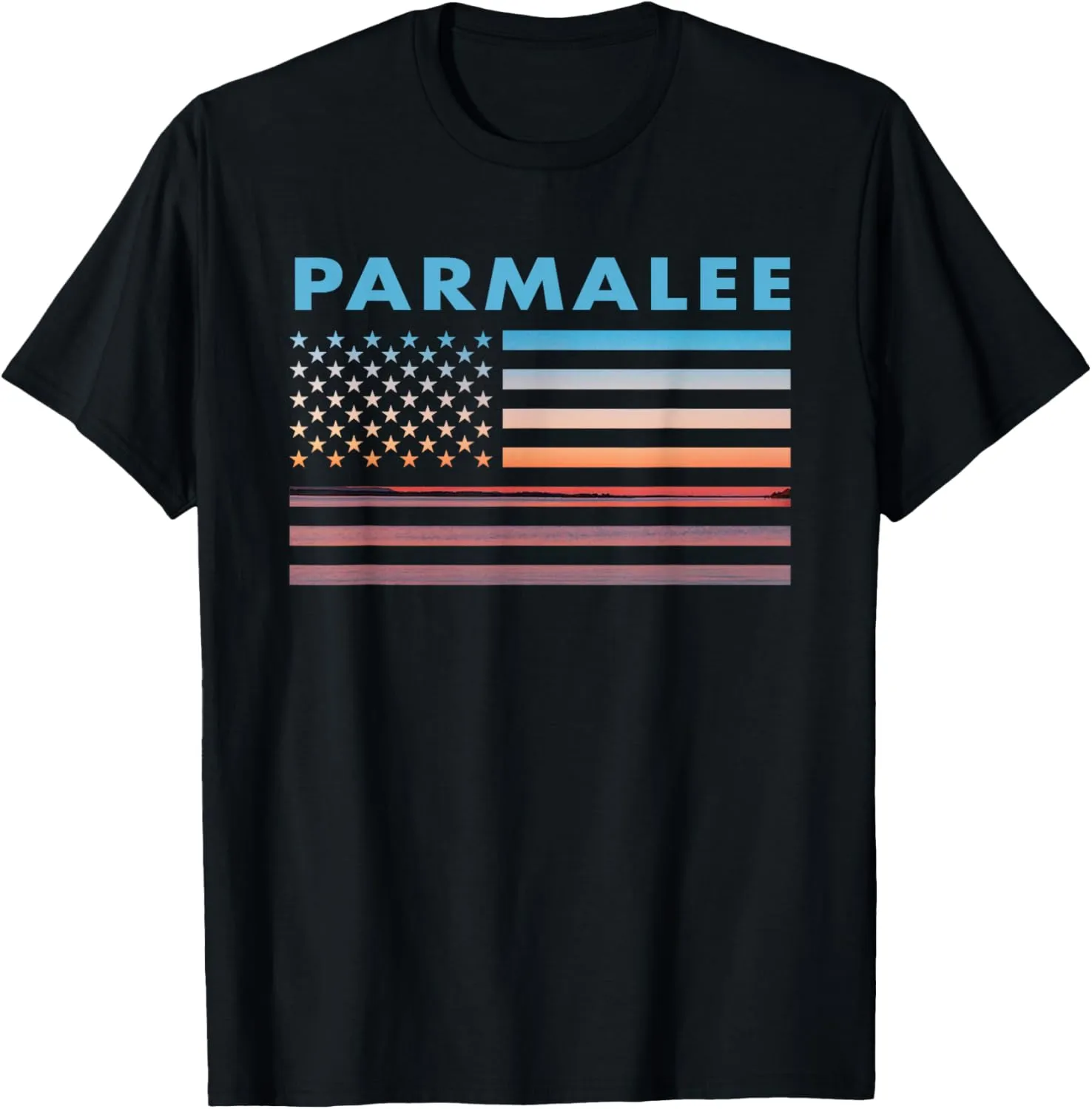 Vintage Sunset American Flag Parmalee, Florida T-Shirt