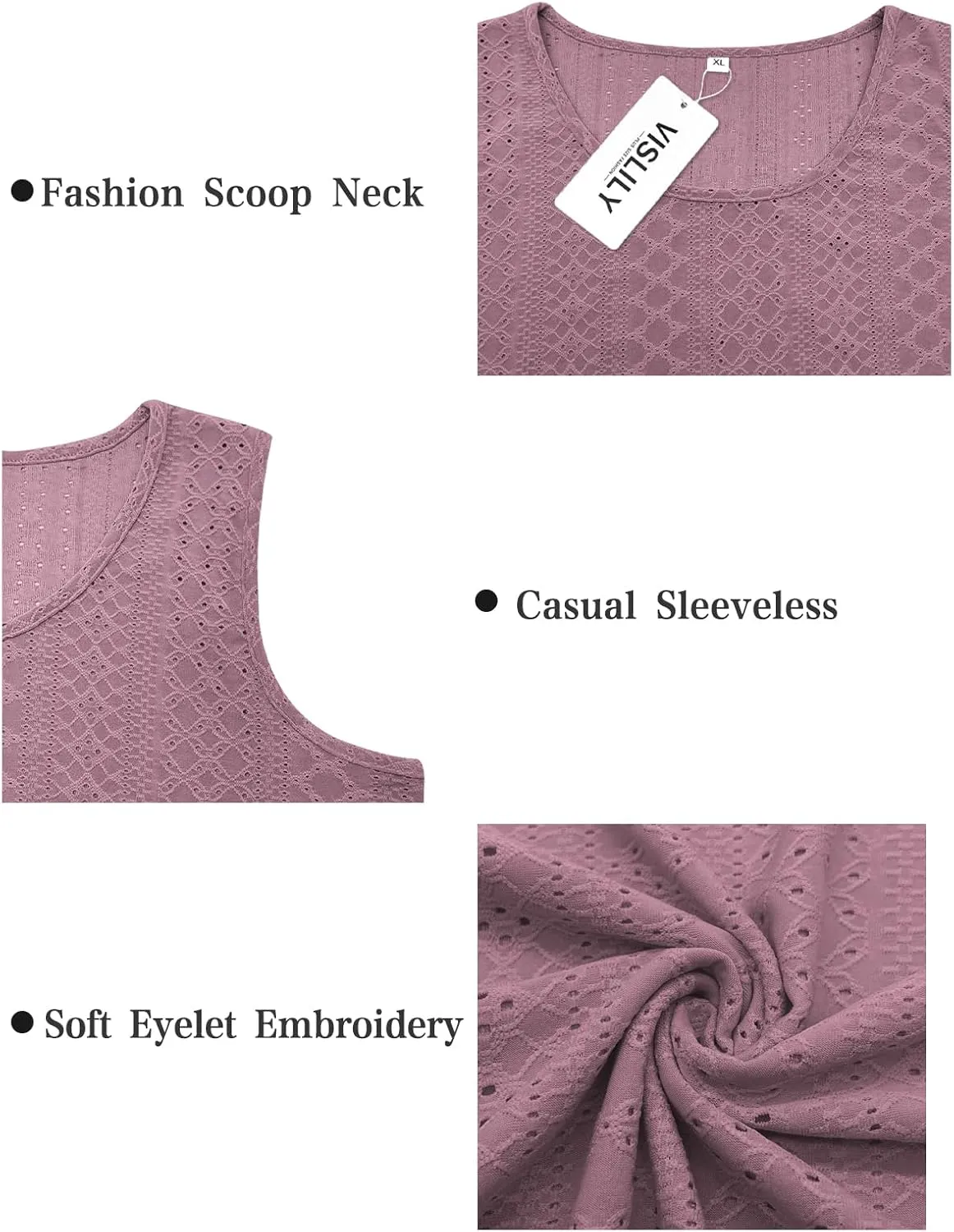 VISLILY Womens-Plus-Size-Summer-Tank-Tops Scoop Neck Camisole Sleeveless T Shirts Flowy Eyelet Embroidery Tunics Tee XL-5XL
