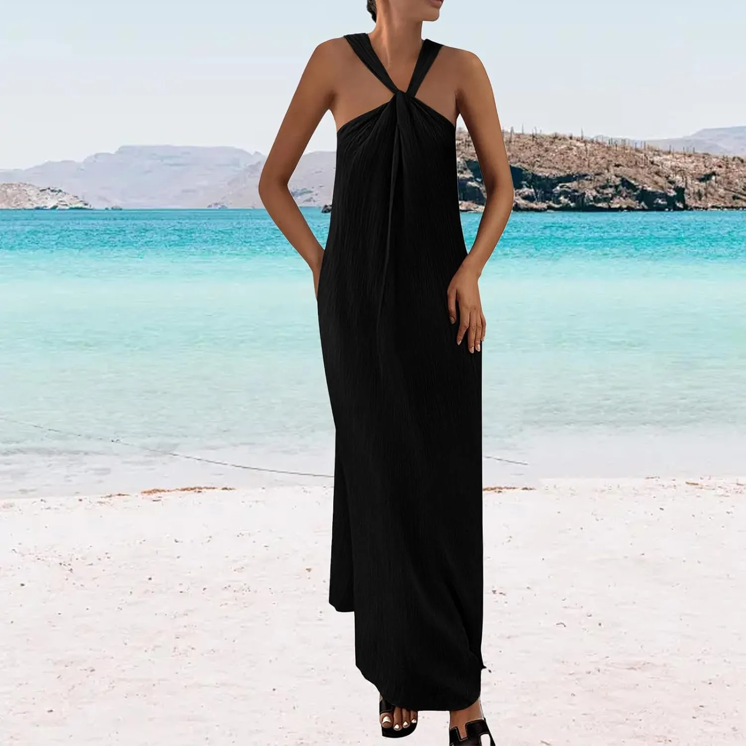 Wedding Guest Dress for Women Strappy Sleeveless Maxi Long Dress Casual Summer Beach Vaaction Loose Flowy 2025