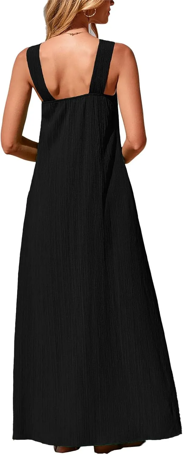 Wedding Guest Dress for Women Strappy Sleeveless Maxi Long Dress Casual Summer Beach Vaaction Loose Flowy 2025