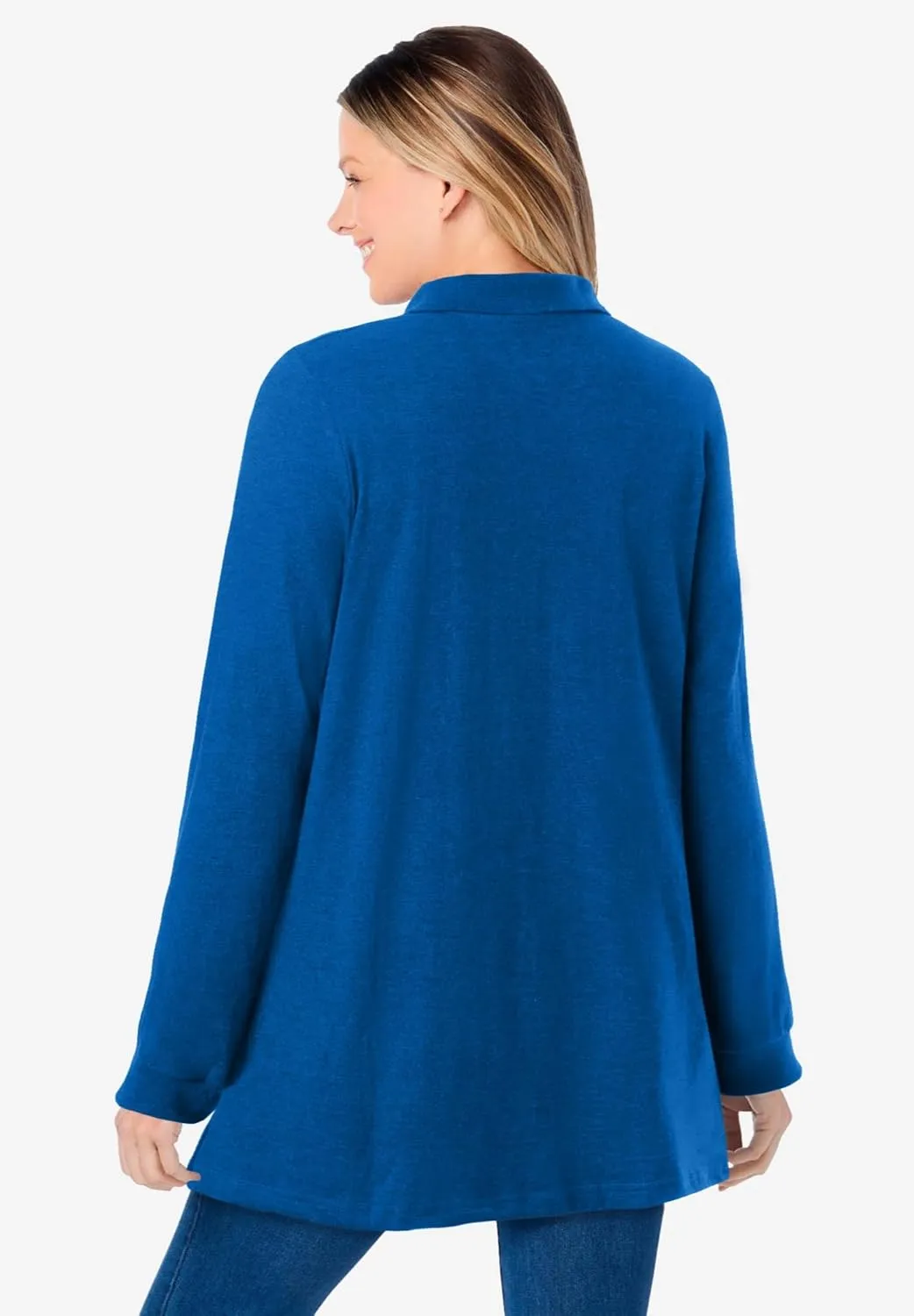 Woman Within Plus Size Long-Sleeve Polo Shirt