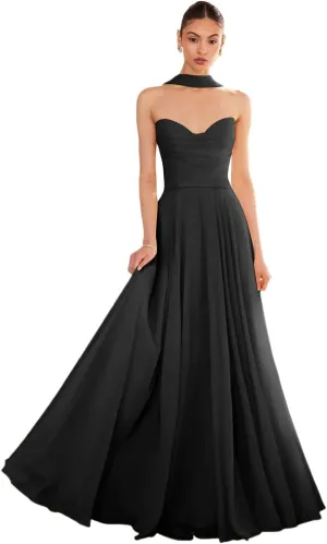 Women Bridesmaid Dress with Scarf A Line Sweetheart Neck Strapless Wedding Guest Dress AU128
