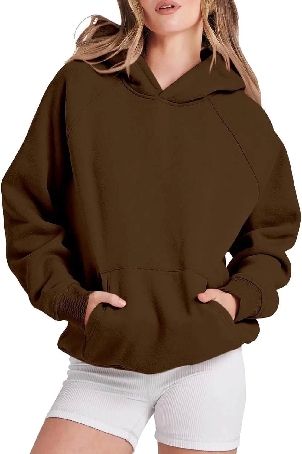 Women Hoodies Fleece Oversize Sweatshirt Casual Basic Long Sleeve Athletic Workout Pullover Fall Clothes