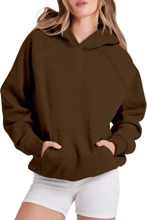 Women Hoodies Fleece Oversize Sweatshirt Casual Basic Long Sleeve Athletic Workout Pullover Fall Clothes