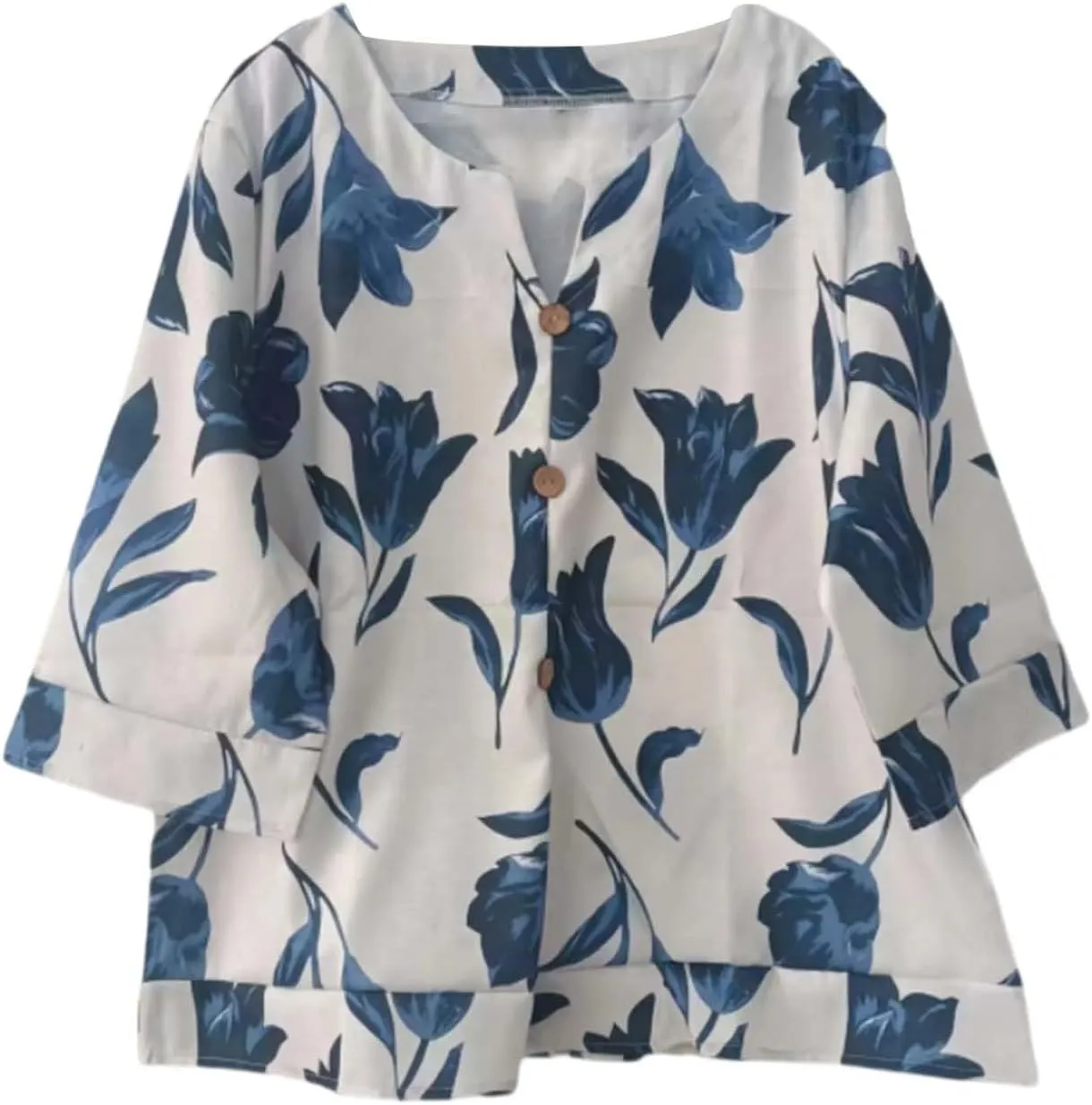 Women Linen Shirts Autumn and Winter Work Daily Long Sleeved Slim Light Blue Shirt Top Women Blouses Linen Blouses