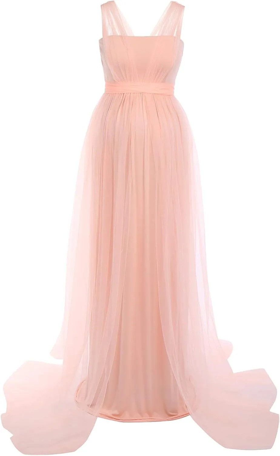 Women Off Shoulder Long Sleeve Maternity Dress Tulle Elegant Slim Fit Gown Baby Shower Photography Maxi Dress for Photo Shoot