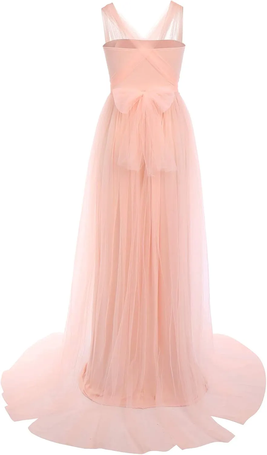 Women Off Shoulder Long Sleeve Maternity Dress Tulle Elegant Slim Fit Gown Baby Shower Photography Maxi Dress for Photo Shoot