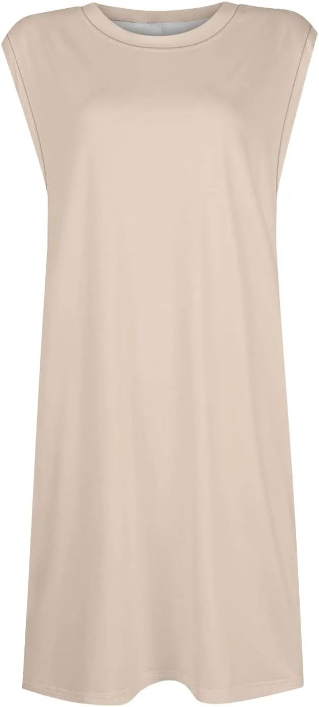 Women Summer Dresses Casual Floral Sundresses Crew Neck Beach T Shirt Dresses Sleeveless Loose Tank Dress with Pockets