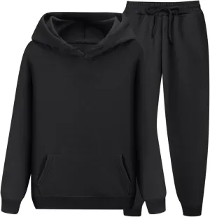 Womens 2 Piece Outfits Fall Oversized Workout Sets Lounge Sweatshirt with Pockets Jogger Hoodies and Pants Sets