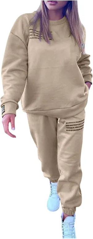 Womens 2 Piece Outfits Hoodie Sweatsuit Sets Oversized Sweatshirt Baggy Fall Fashion Sweatpants with Pockets