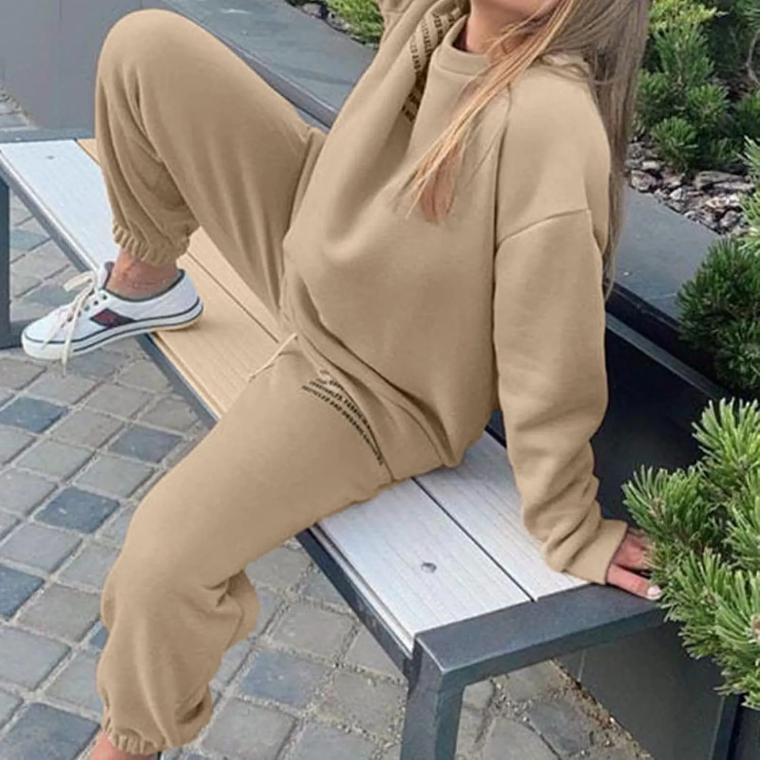Womens 2 Piece Outfits Hoodie Sweatsuit Sets Oversized Sweatshirt Baggy Fall Fashion Sweatpants with Pockets