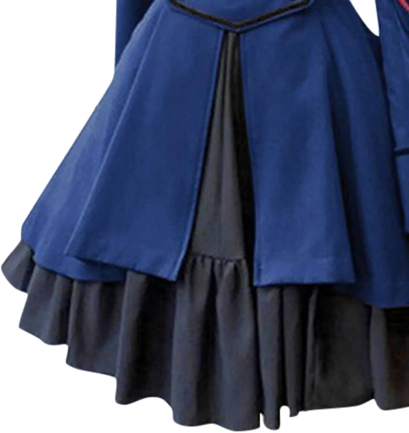 Women's Fashion Lolita Gothic Dresses Punk Vintage Bow Long Sleeve Dresses Ruffle Renaissance Cosplay Mini Dress