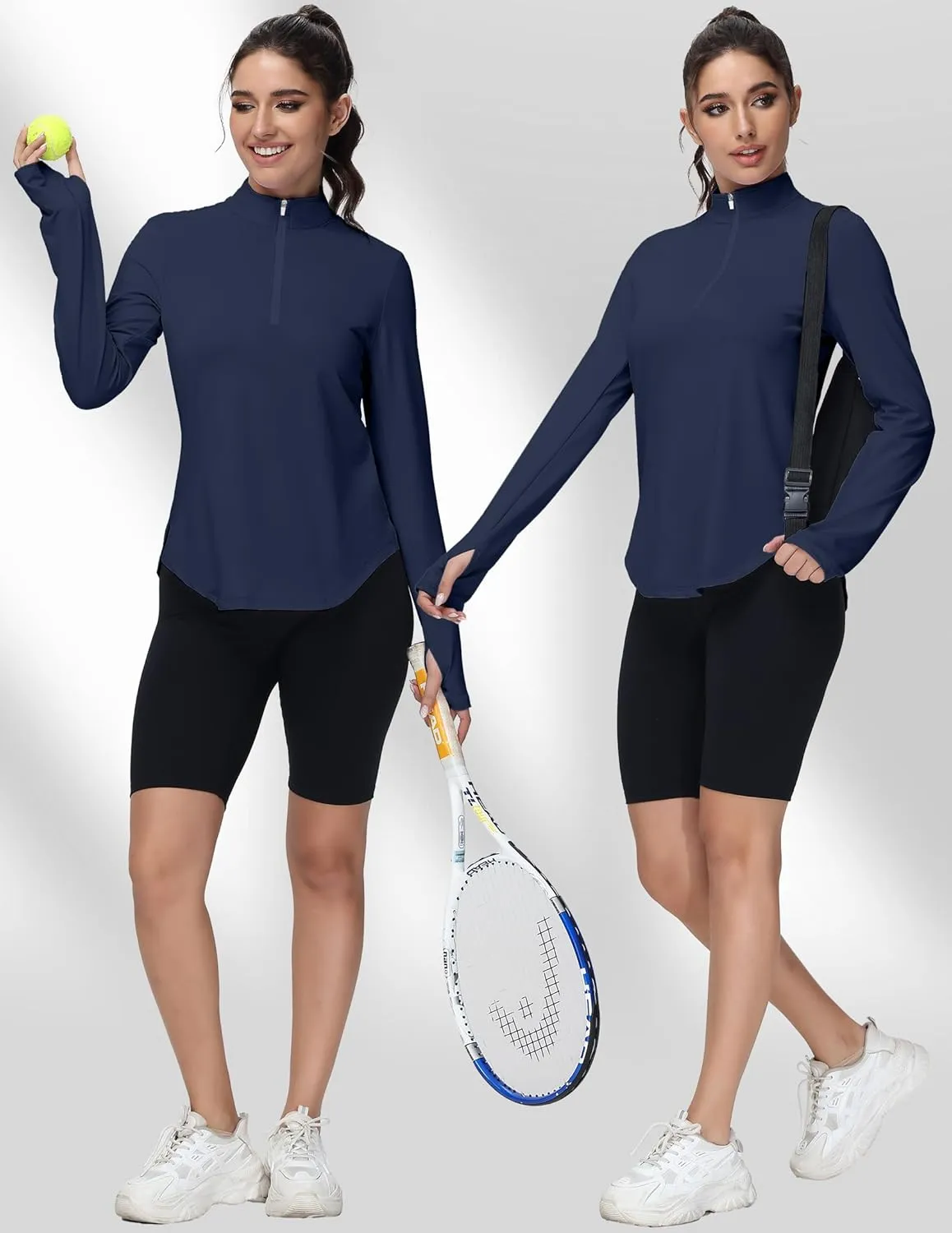 Women's Golf Polo Long Sleeve Workout Tops V Neck UPF 50  Sun Protection Quick Dry Lightweight Active Tennis Shirts