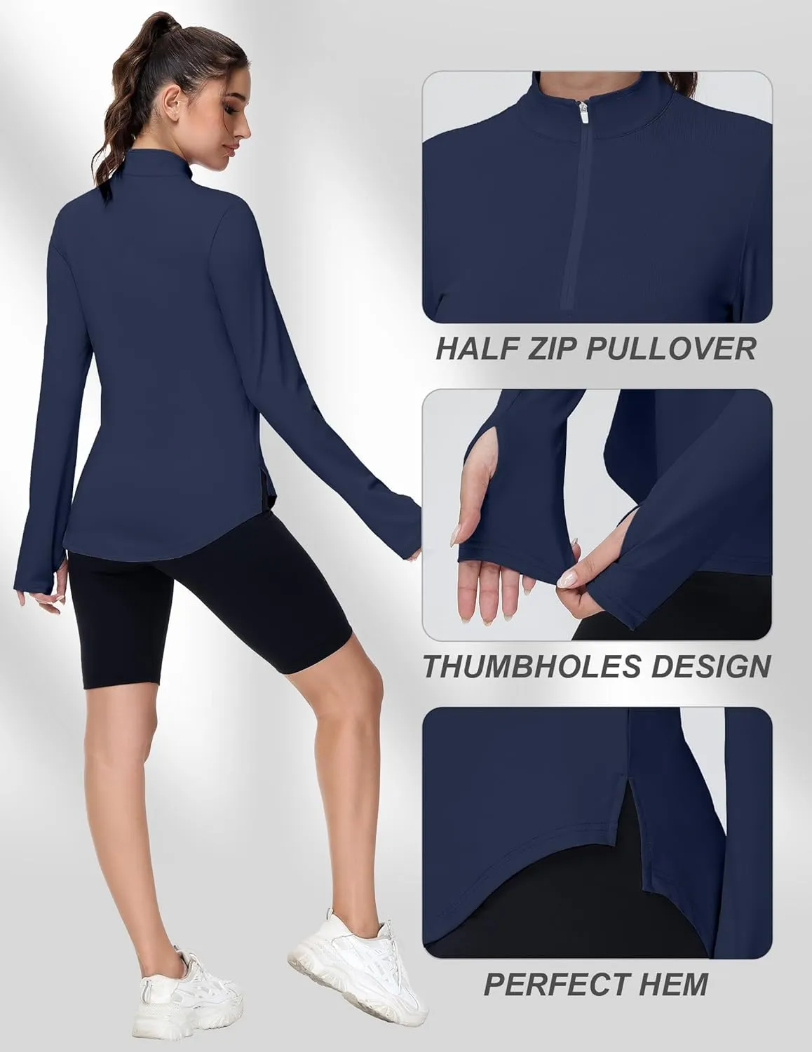 Women's Golf Polo Long Sleeve Workout Tops V Neck UPF 50  Sun Protection Quick Dry Lightweight Active Tennis Shirts