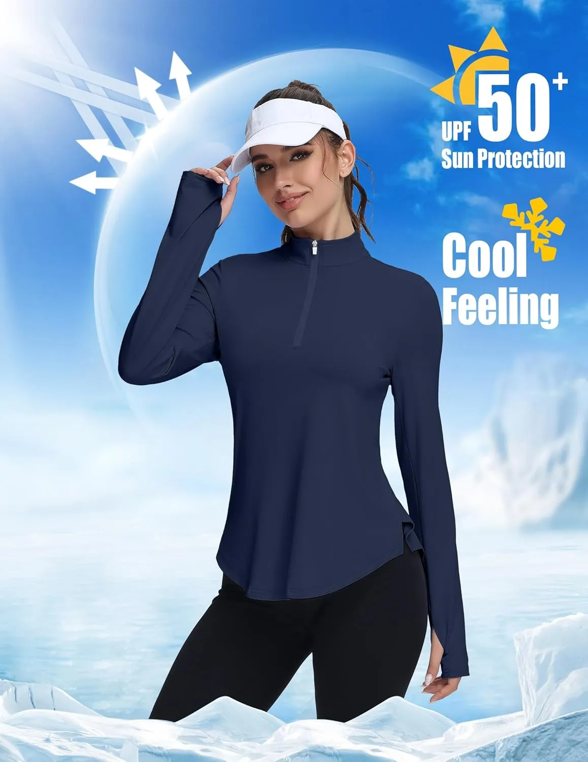 Women's Golf Polo Long Sleeve Workout Tops V Neck UPF 50  Sun Protection Quick Dry Lightweight Active Tennis Shirts