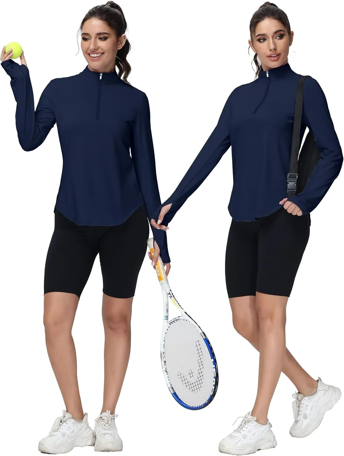 Women's Golf Polo Long Sleeve Workout Tops V Neck UPF 50  Sun Protection Quick Dry Lightweight Active Tennis Shirts