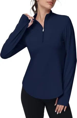Women's Golf Polo Long Sleeve Workout Tops V Neck UPF 50  Sun Protection Quick Dry Lightweight Active Tennis Shirts