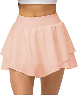 Women's High Waist Tennis Skirts Cutting Hem Pleated Athletic Golf Running Skorts Summer Lightweight Flowy Lounge Shorts