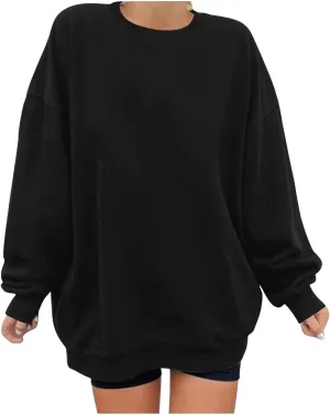 Womens Hoodies Oversized Long Sleeve Casual Shirts Soild Lightweight Pullover Sweatshirt Fall Fashion Clothes 2024
