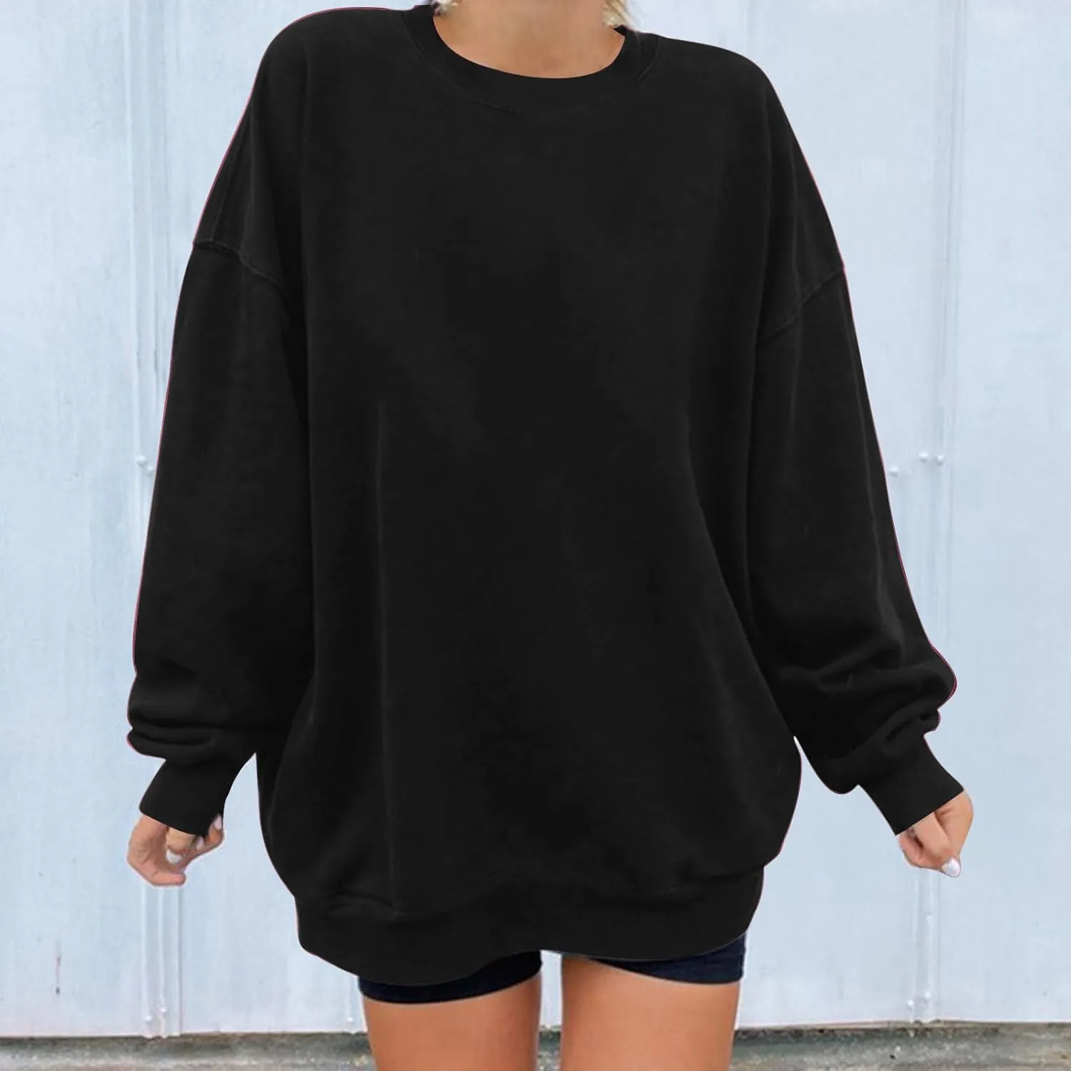 Womens Hoodies Oversized Long Sleeve Casual Shirts Soild Lightweight Pullover Sweatshirt Fall Fashion Clothes 2024