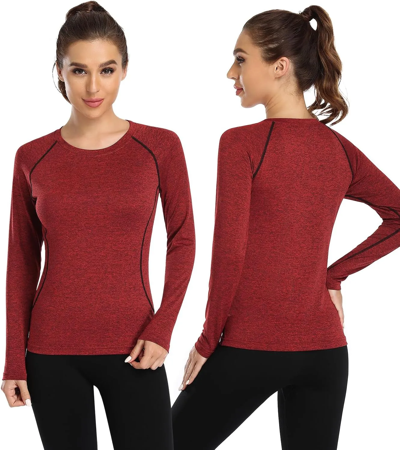 Womens Long Sleeve Moisture Wicking Tee Shirt Long Sleeve Workout Tops for Women Dry Fit Yoga Athletic Running T Shirt