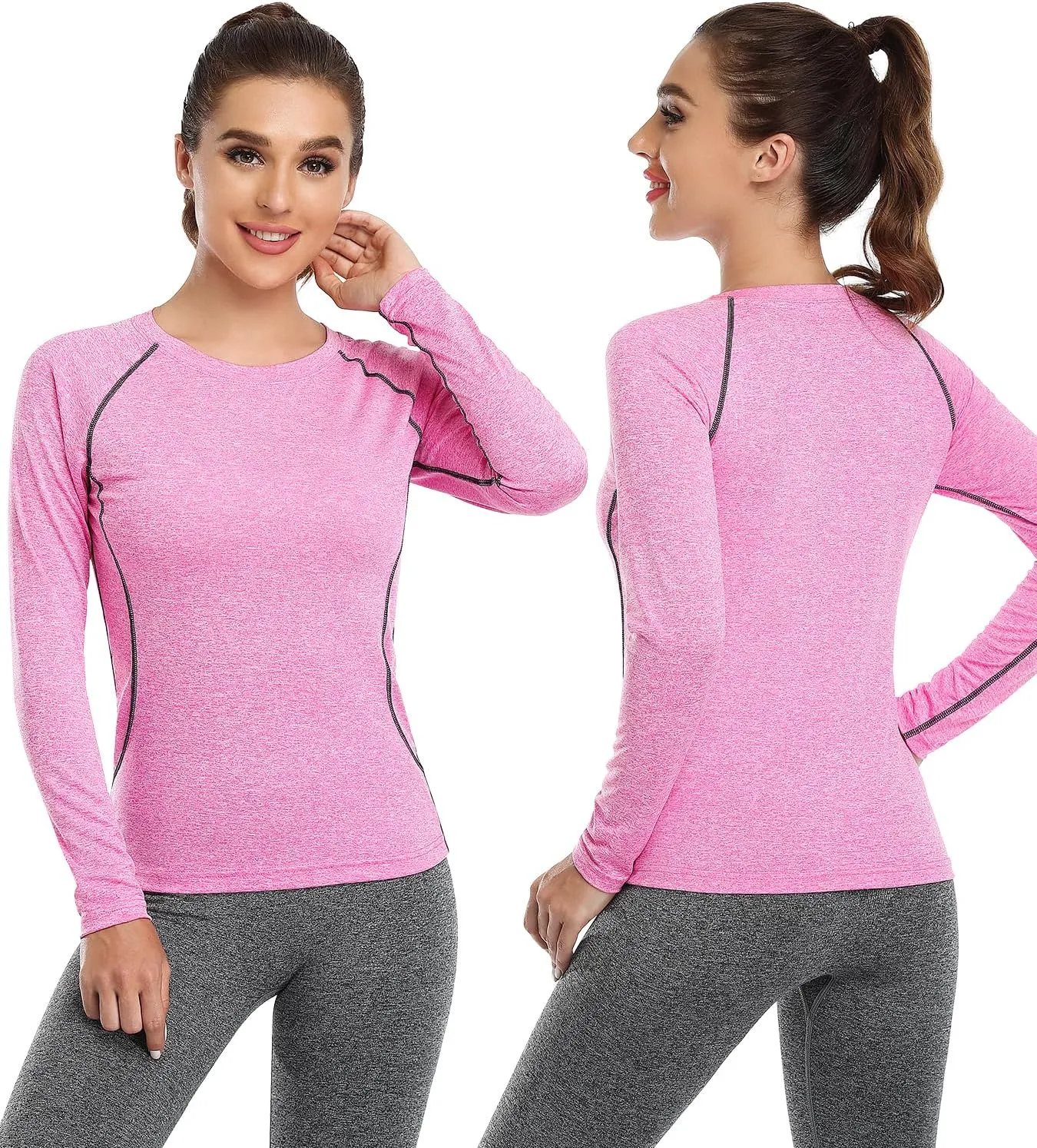 Womens Long Sleeve Moisture Wicking Tee Shirt Long Sleeve Workout Tops for Women Dry Fit Yoga Athletic Running T Shirt