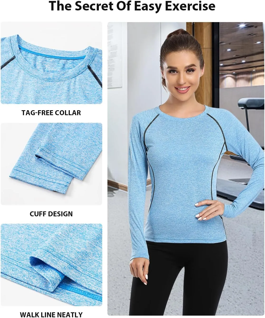 Womens Long Sleeve Moisture Wicking Tee Shirt Long Sleeve Workout Tops for Women Dry Fit Yoga Athletic Running T Shirt