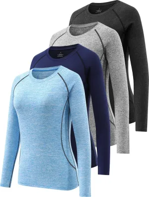 Womens Long Sleeve Moisture Wicking Tee Shirt Long Sleeve Workout Tops for Women Dry Fit Yoga Athletic Running T Shirt