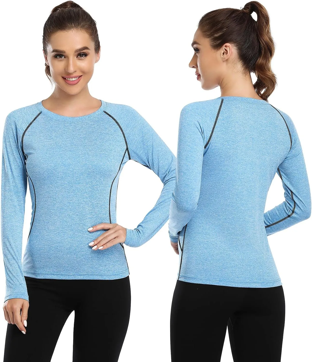 Womens Long Sleeve Moisture Wicking Tee Shirt Long Sleeve Workout Tops for Women Dry Fit Yoga Athletic Running T Shirt
