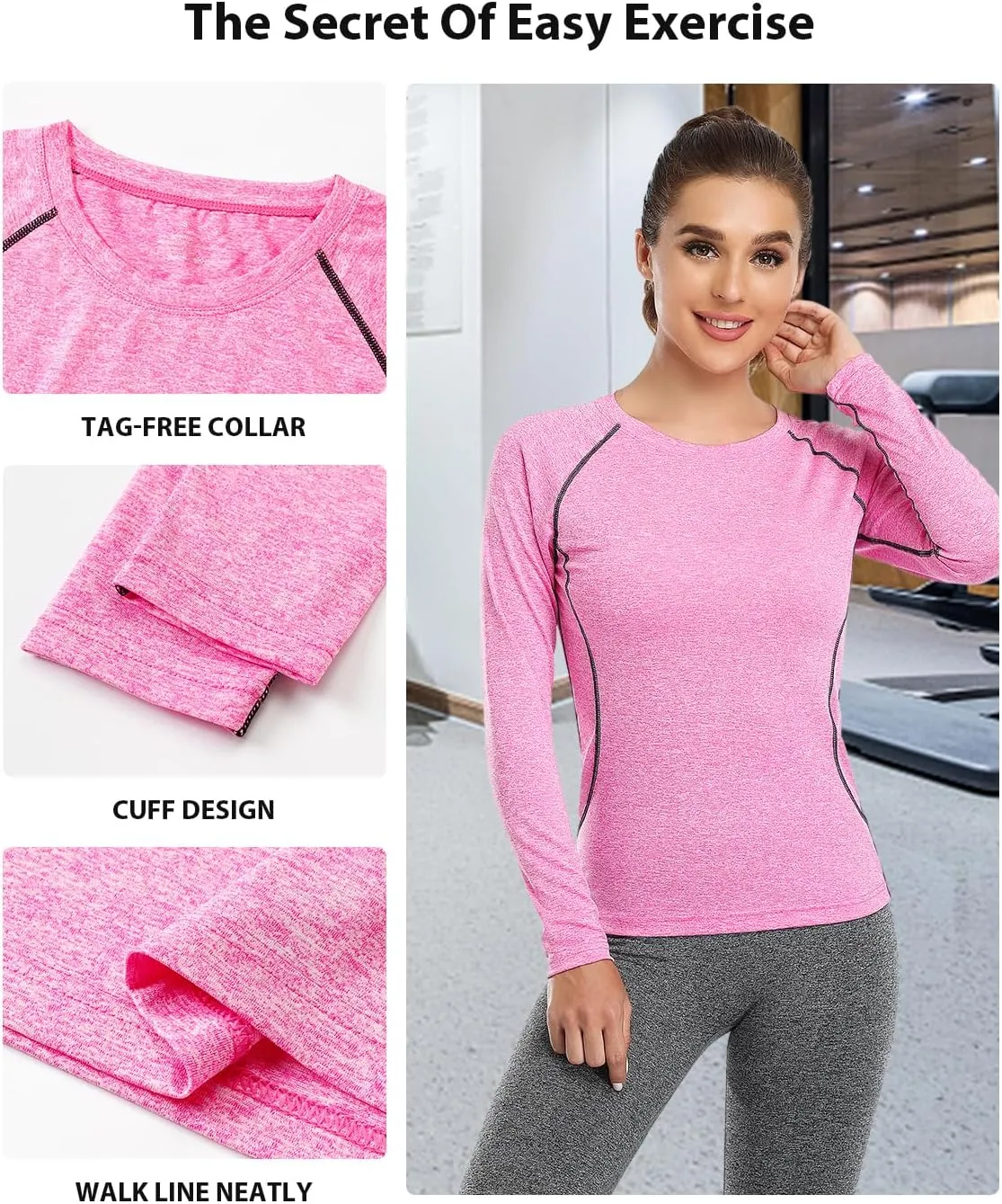 Womens Long Sleeve Moisture Wicking Tee Shirt Long Sleeve Workout Tops for Women Dry Fit Yoga Athletic Running T Shirt