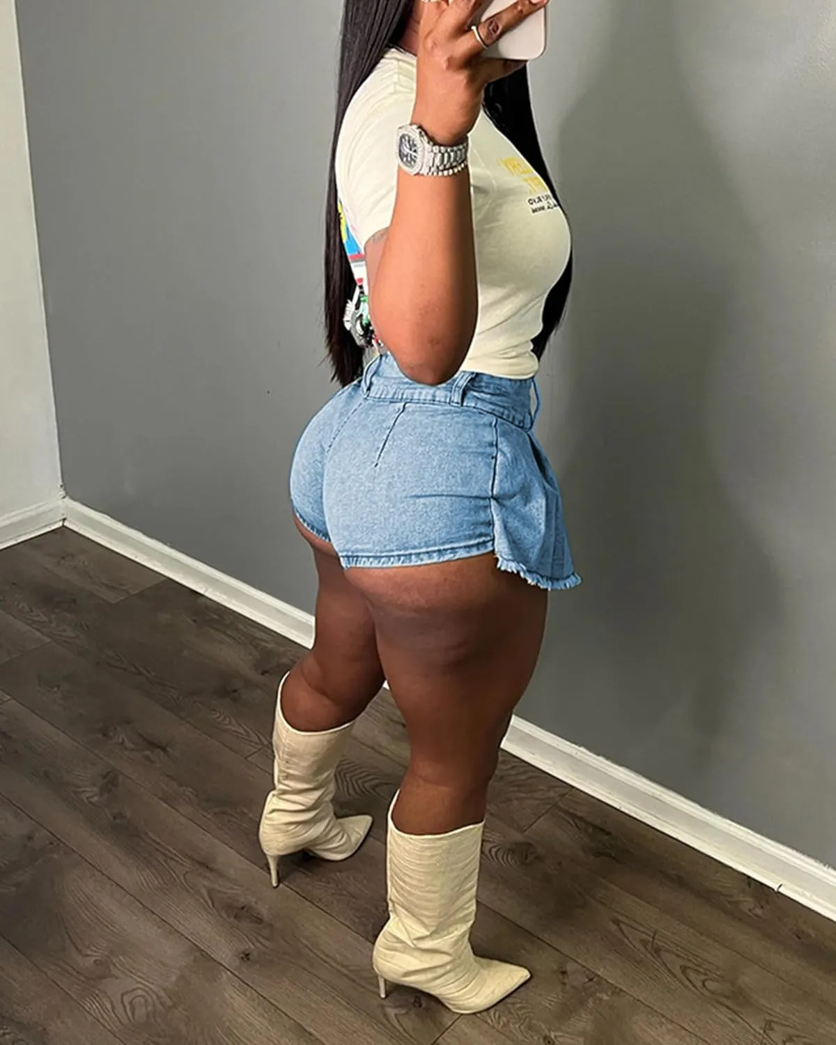 Women's Mini Jean Skirts Slit Bodycon Denim Skirt with Pockets Summer Vintage Streetwear