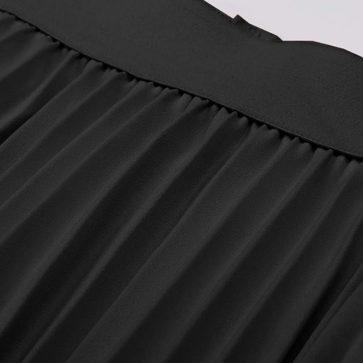 Womens Pleated Midi Skirt High Elastic Waist Chiffon Skirt Knee Length Swing A-Line Casual Flowy Skirts
