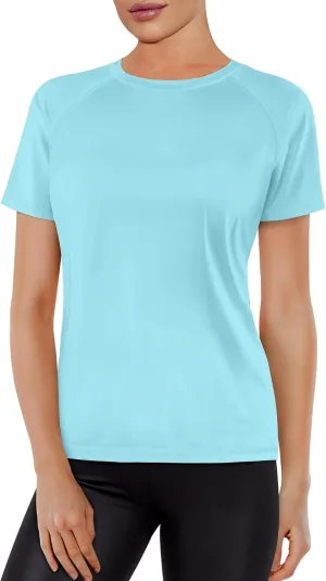 Women's Short Sleeve Swim Sun Shirt UPF 50  UV Protection Rash Guard Cooling Quick Dry Lightweight Workout Tops Outdoor Tee