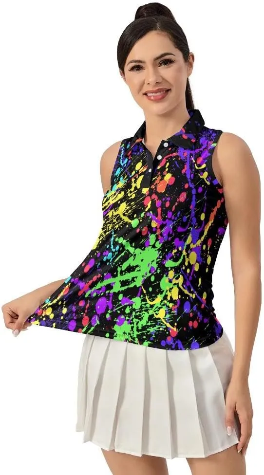 Women's Sleeveless Golf Top Golf Shirts Funny Golf Apparel Athletic Golf Moisture Wicking Sleeveless Polo Shirt