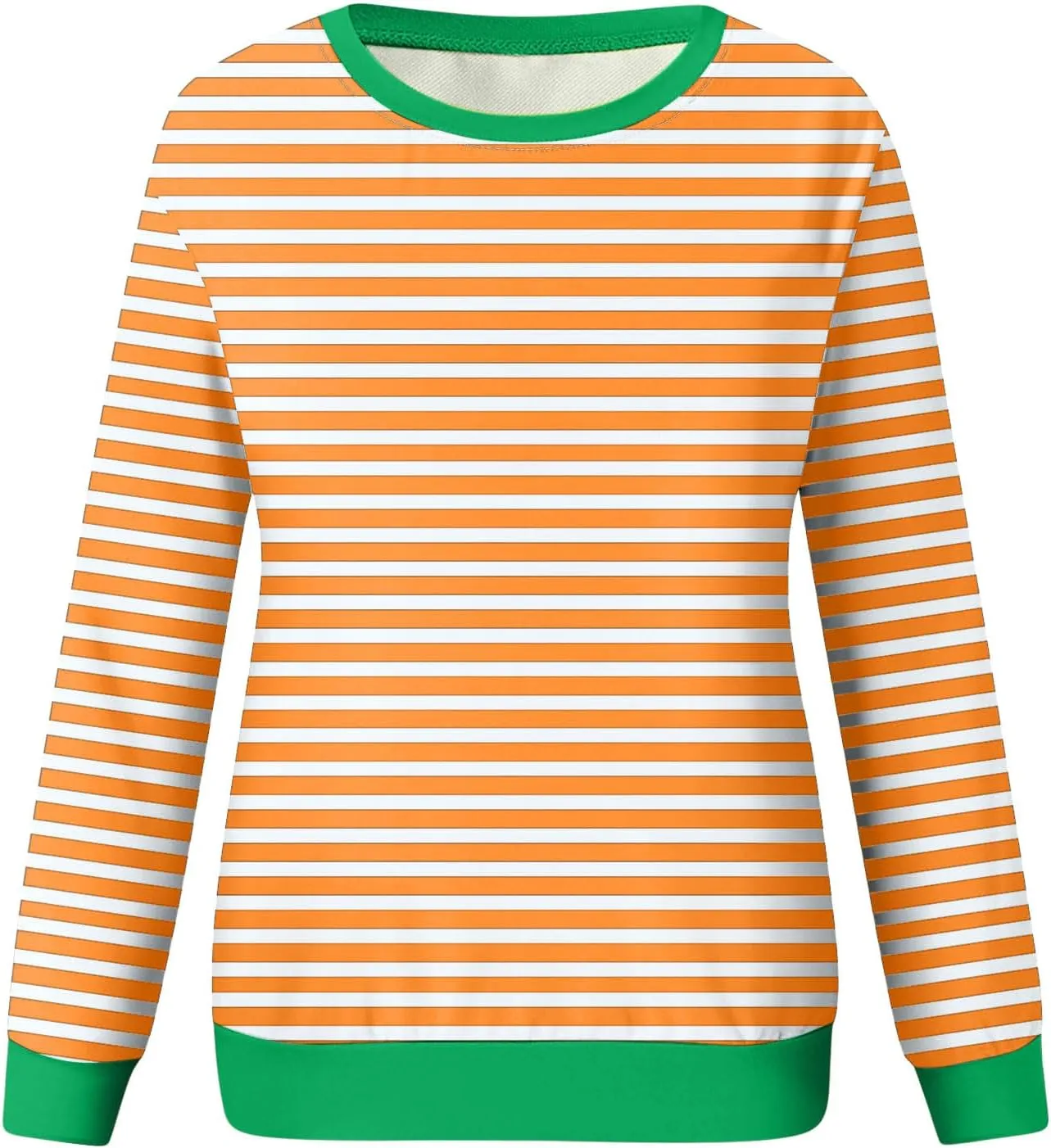 Womens Striped Sweatshirt Trendy Fleece Long Sleeve Crewneck Pullover Tops Regular Fit Fall Fashion Outfits 2024