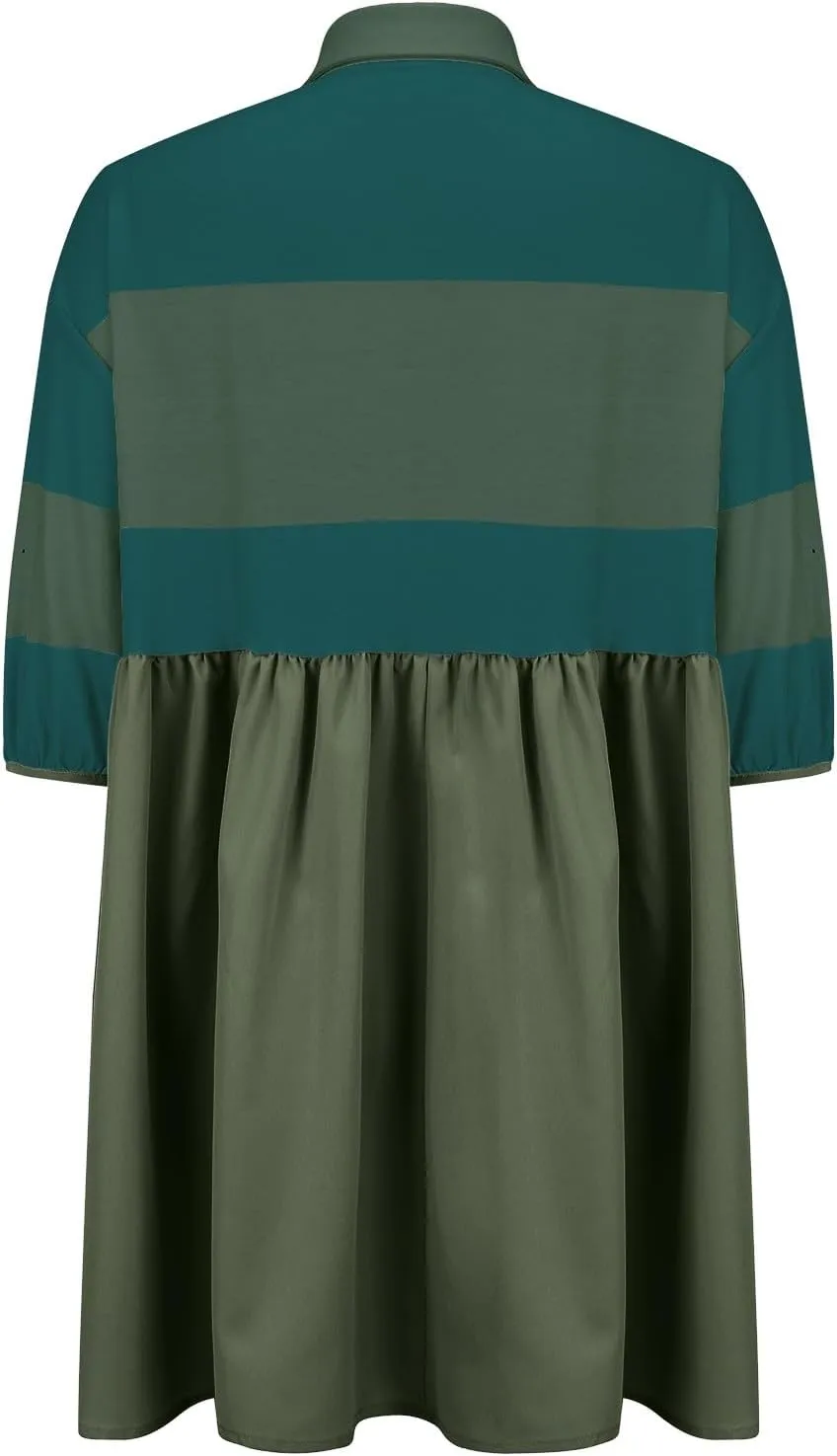 Womens Summer Babydoll Dresses Oversized Casual Short Sleeve Color Block Collared V Neck Flowy Shirt Mini Dress Plus