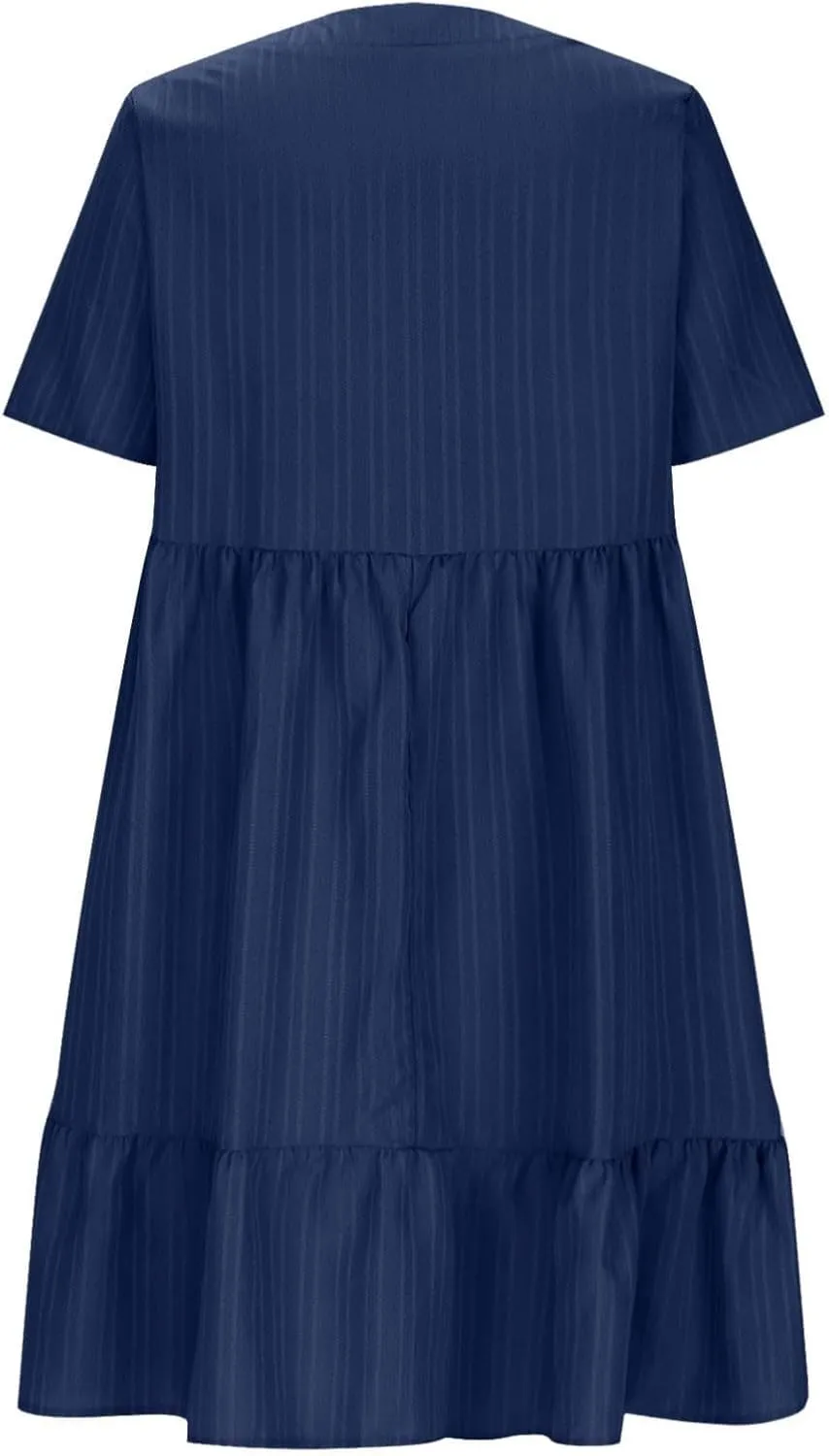 Women's Summer Dresses Casual Midi Swing Short Sleeve V Neck Tiered A Line Flowy Beach Dress Sundress 2025