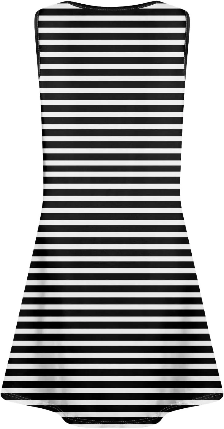 Womens Summer Dresses Loose Round Neck Sleeveless Sundresses Dress with Pockets