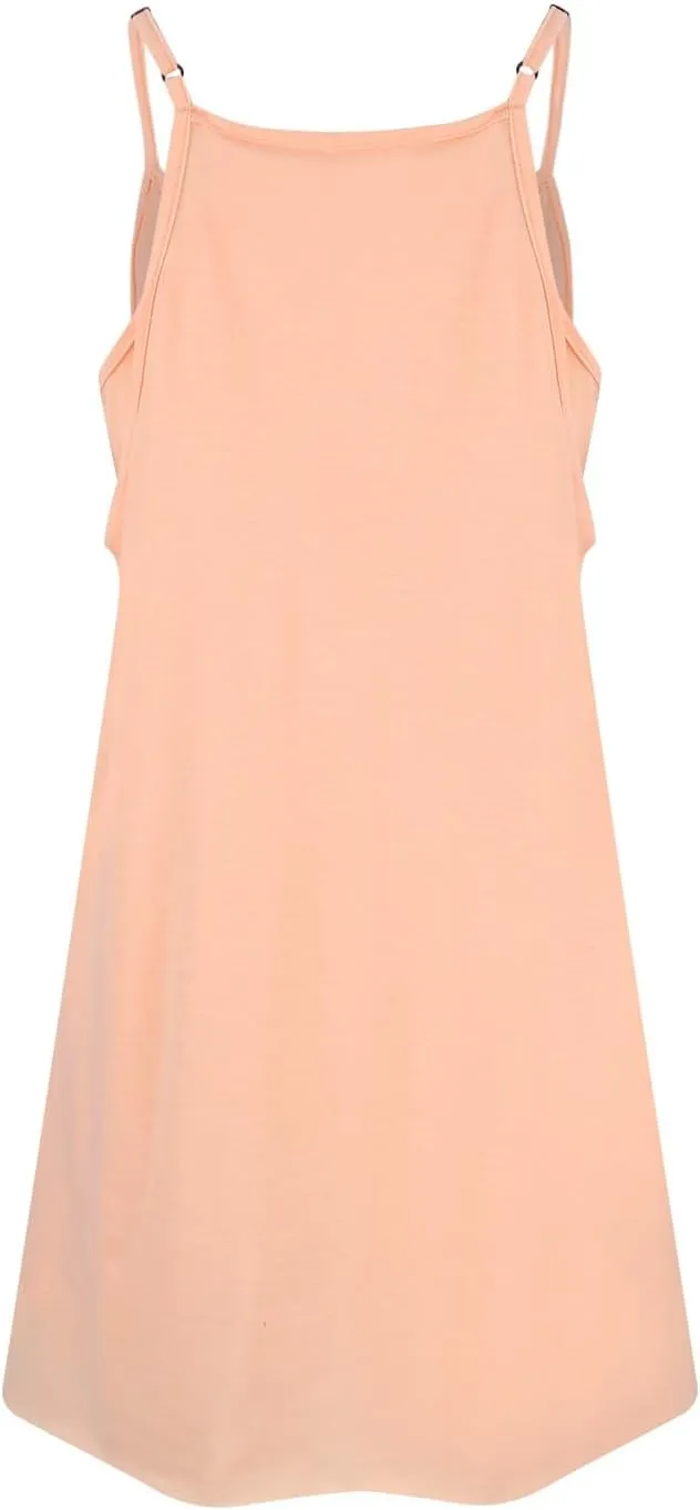 Womens Summer Sleeveless Mini Dress V Neck Spaghetti Strap Sundress Athletic Short Dress with Pockets