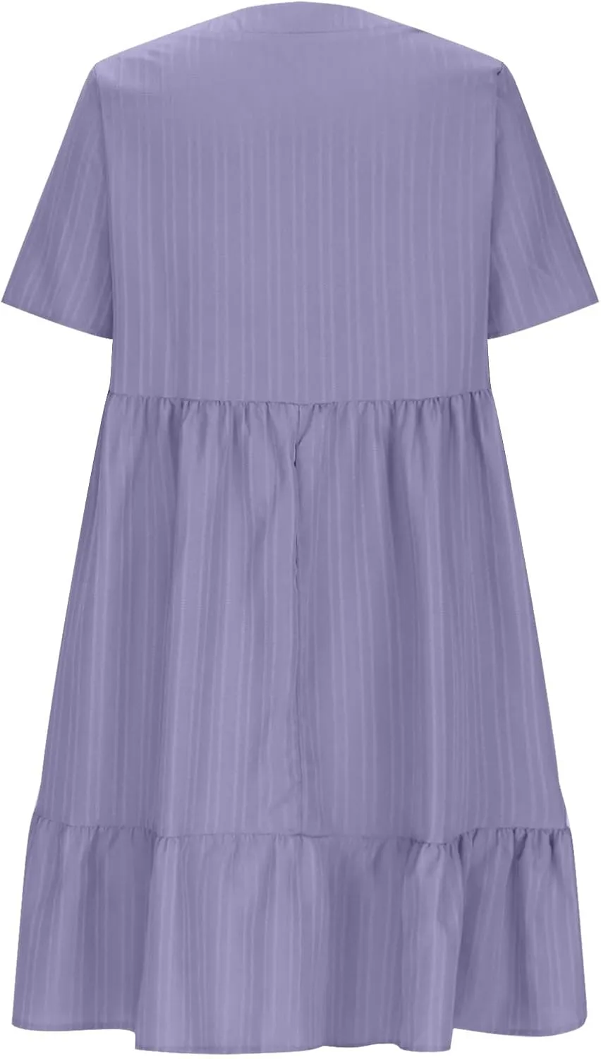 Women's Sundresses Short Sleeve Elegant Mini Dress Ruffle Pleated Summer Dresses Flowy V Neck Beach Dress