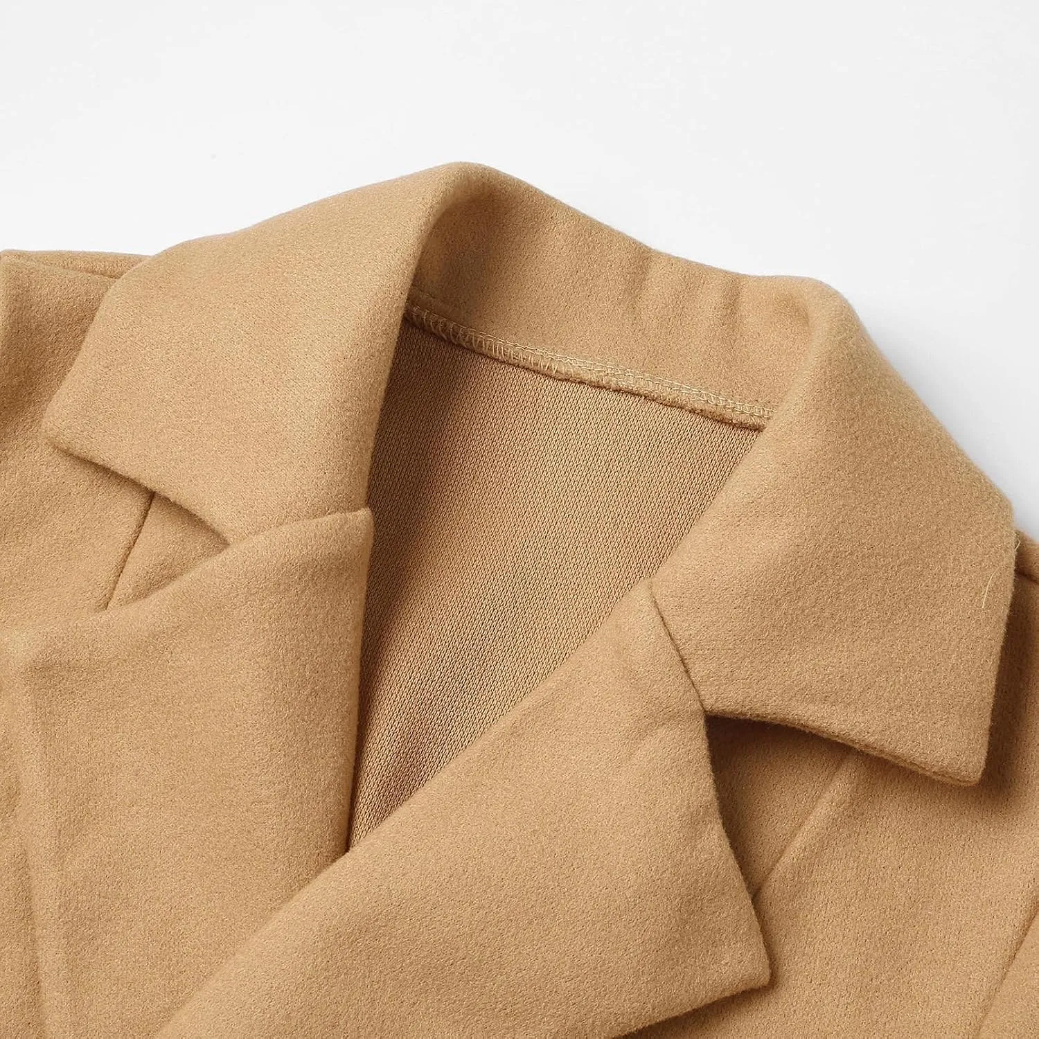 Women's Trench Coat Notch Lapel Thick Fall Winter Wrap Slim Fit Solid Wool Pea Coats Jacket with Belt (S-2XL)