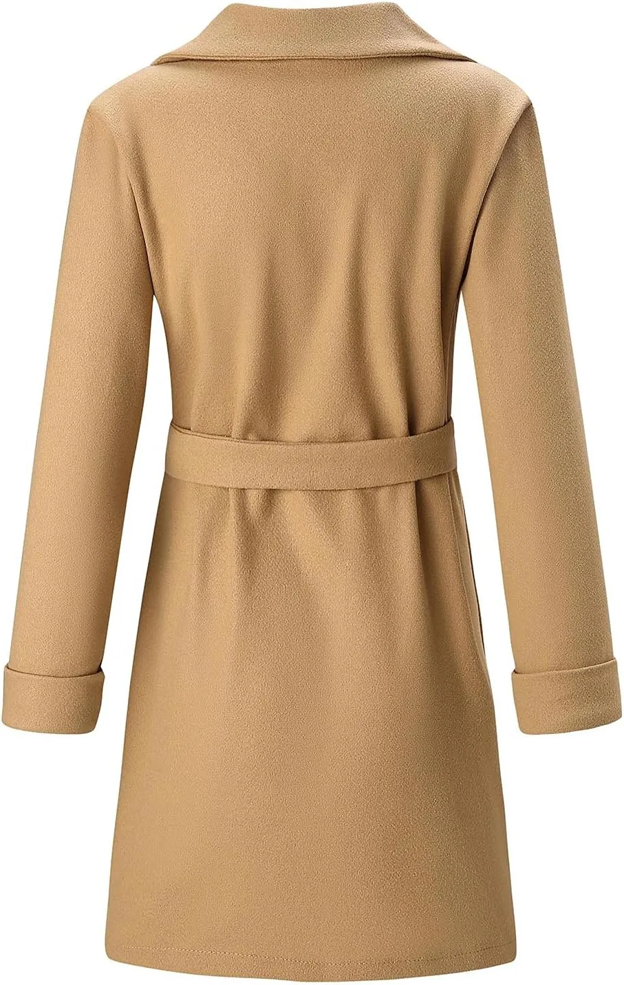 Women's Trench Coat Notch Lapel Thick Fall Winter Wrap Slim Fit Solid Wool Pea Coats Jacket with Belt (S-2XL)