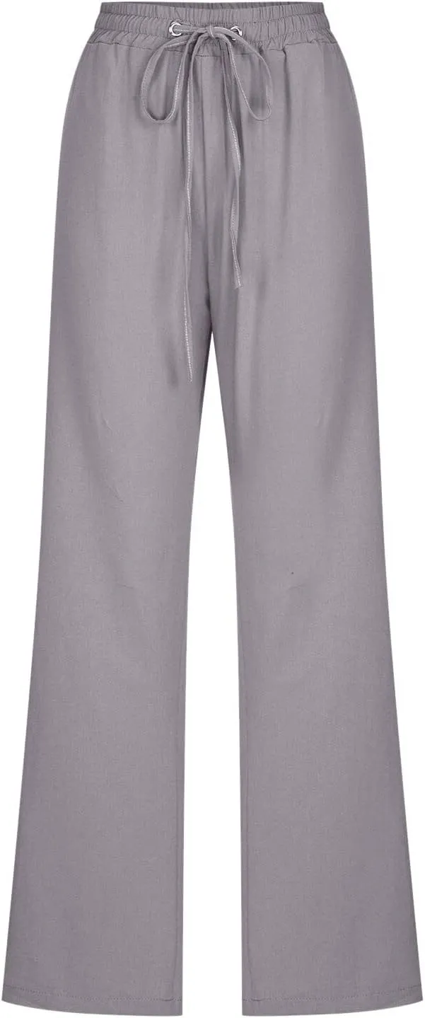 Womens Wide Leg Sweatpants Winter Streetwear Outfits Thermal with Pockets Elastic Waist Fleece Lined