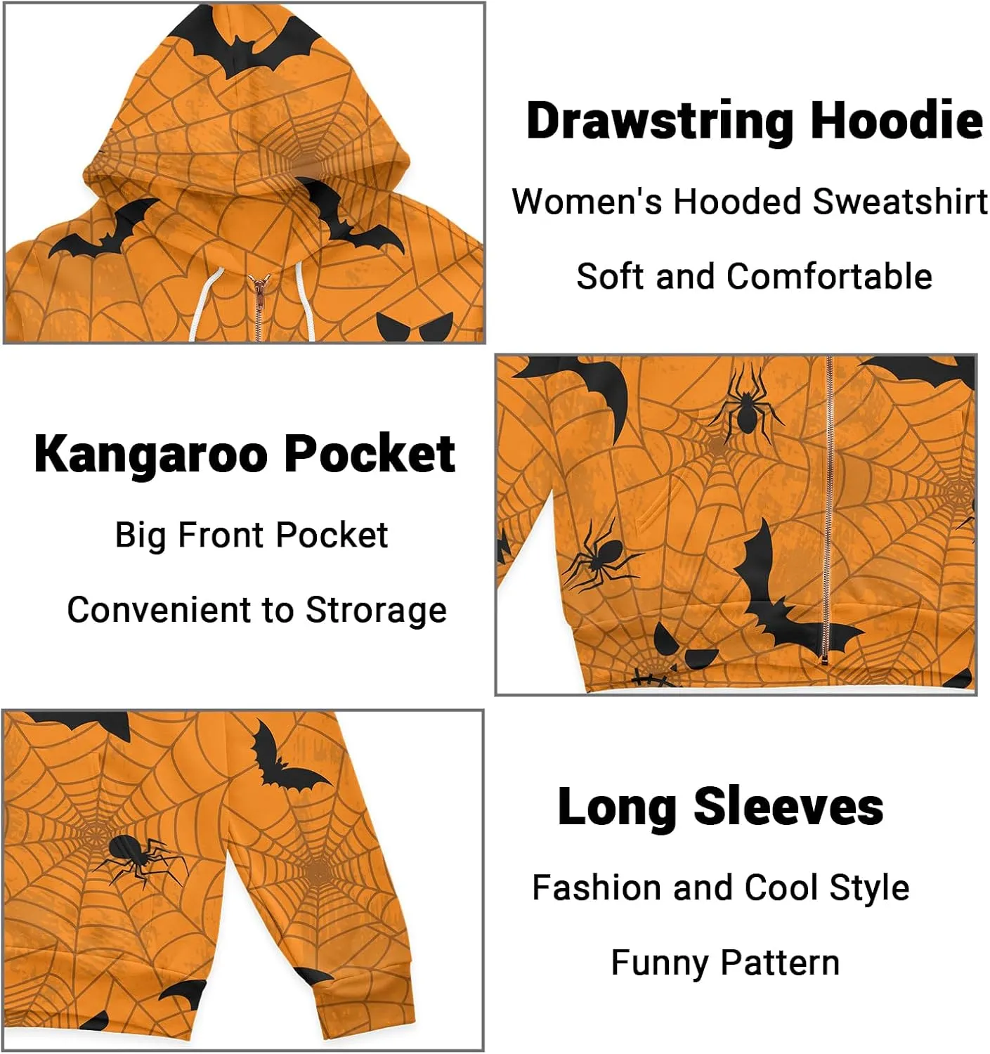 Womens Zip Front Plaid Sweatshirts Print Hoodie Fall Jackets Long Sleeve Casual Drawstring Clothes