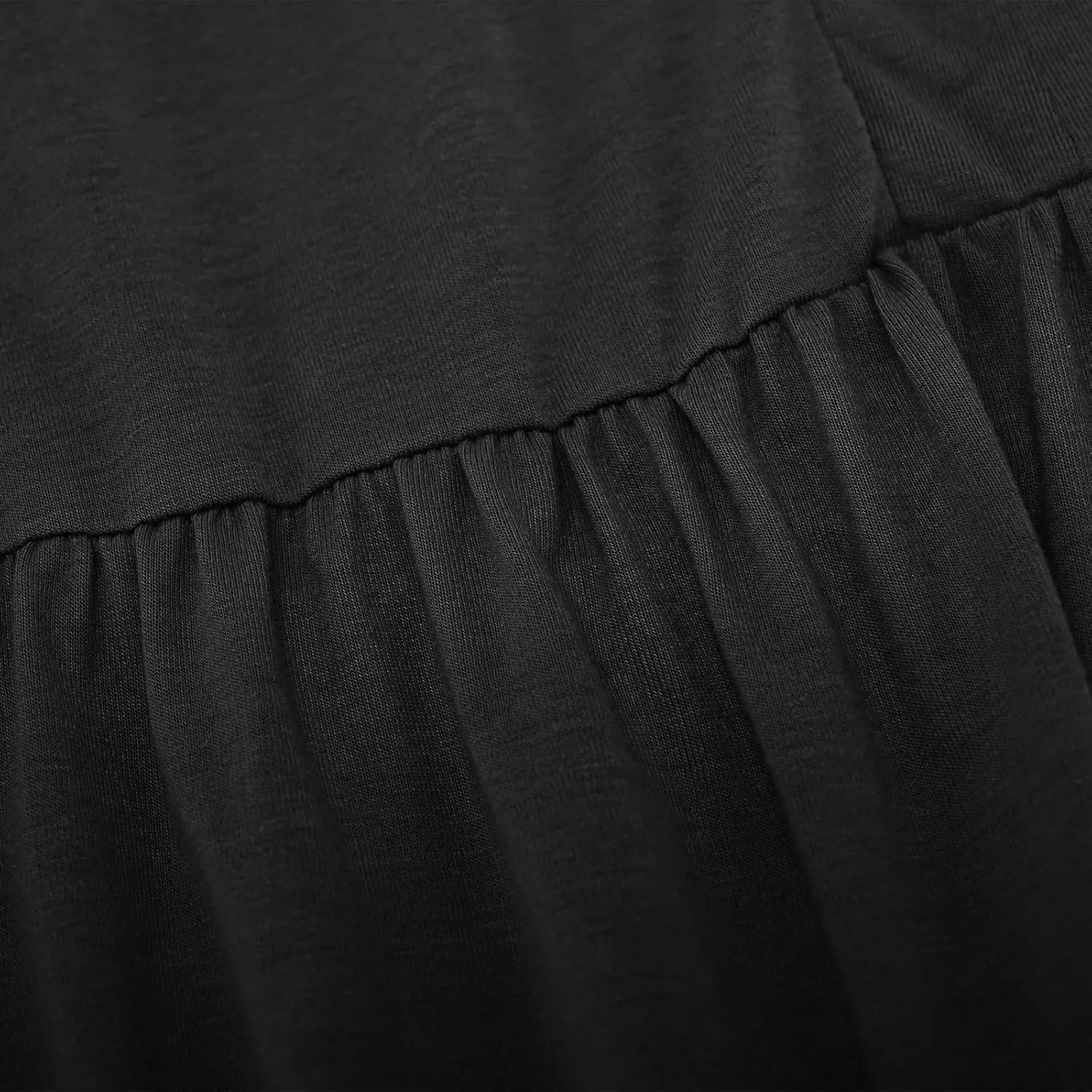 XUNRYAN Womens Summer Babydoll Dresses V-Neck Casual Short Sleeve Tiered Ruffle Mini Dress Pockets Loungewear Fashion Clothes