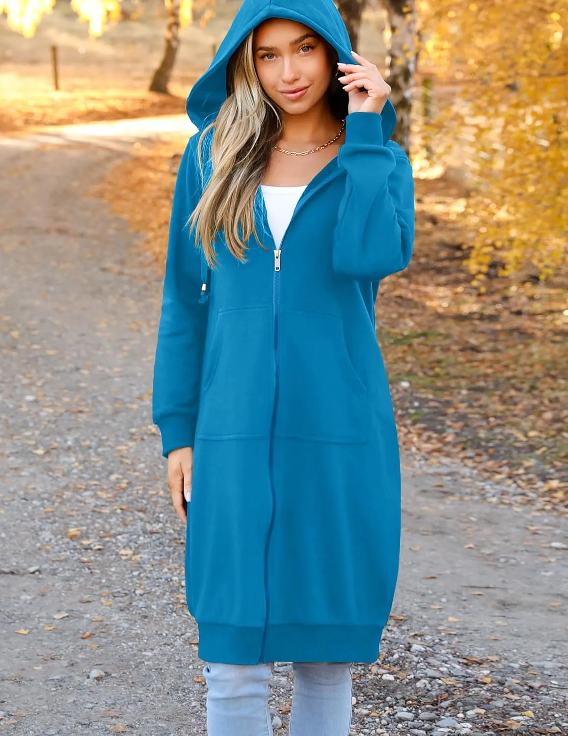 Zeagoo Women's Zip Up Hoodies Oversized Fleece Long Tunic Sweatshirts Casual Long Sleeve 2025 Fall Hoodie Jacket Coat