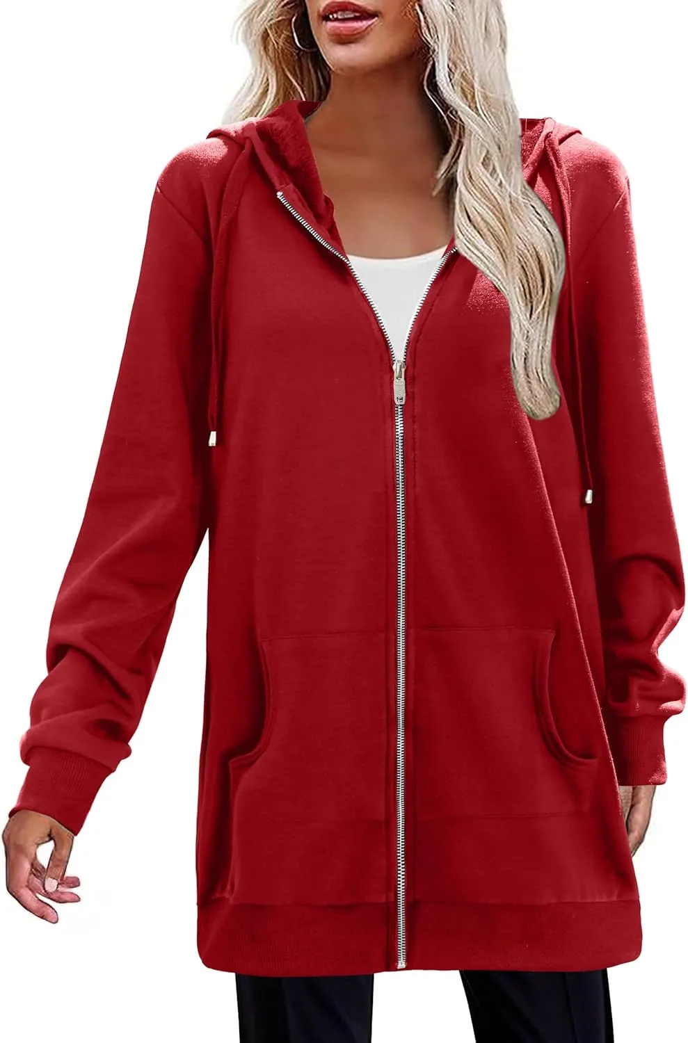 Zeagoo Zip Up Hoodies For Women Long Sleeve Oversized Sweatshirts Casual Lightweight Fleece Jackets With Pockets