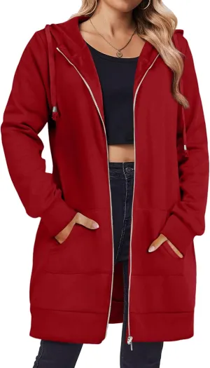Zeagoo Zip Up Hoodies For Women Long Sleeve Oversized Sweatshirts Casual Lightweight Fleece Jackets With Pockets