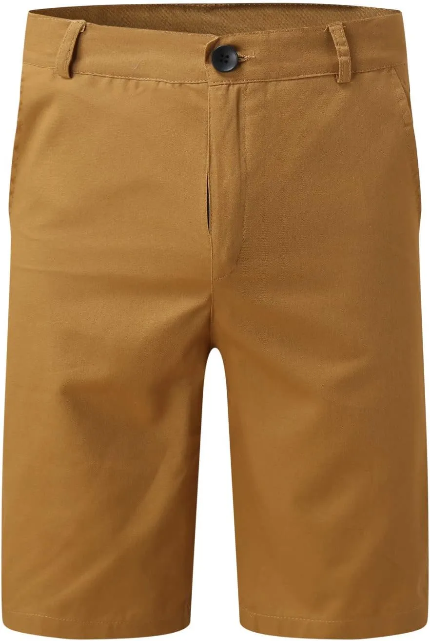 ZYXTIM Mens Chinos Skinny Flat Front Golf Shorts Zipper Casual Work Dress Shorts Slim Fit Quick Dry Summer Beach Shorts Pants